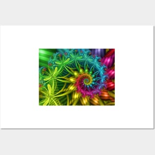 Spiral Rainbow Fractal Posters and Art